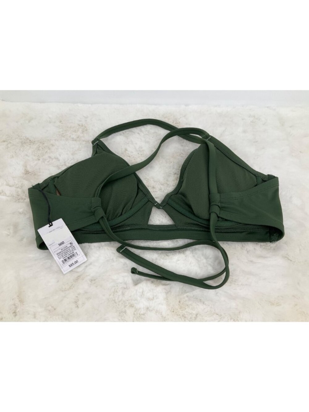 Shade & Shore 38D Longline Underwire Bikini Top, Dark Green NEW - Picture 7 of 8